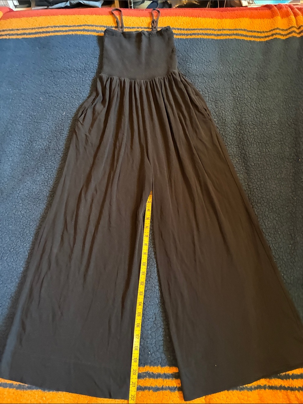 ATM Anthony Thomas Melillo Black Wide-Leg Smocked Jumpsuit